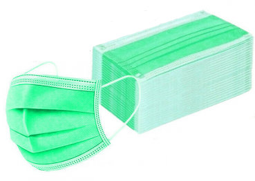 Staubdichte Maske 3 Lagig, Hautfreundliches Material, erhältliche Farben: Hell-Blau / weiß / Schwarz / Pink / Grün, Material: Vlies, Produktion 2020, CE- zertifiziert grün